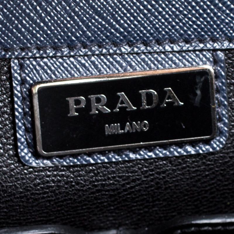Prada Navy Blue Saffiano Leather Briefcase 3
