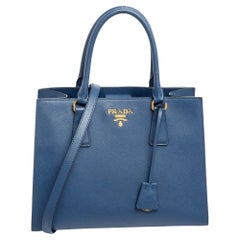 Used Prada Navy Blue Saffiano Leather Galleria Tote