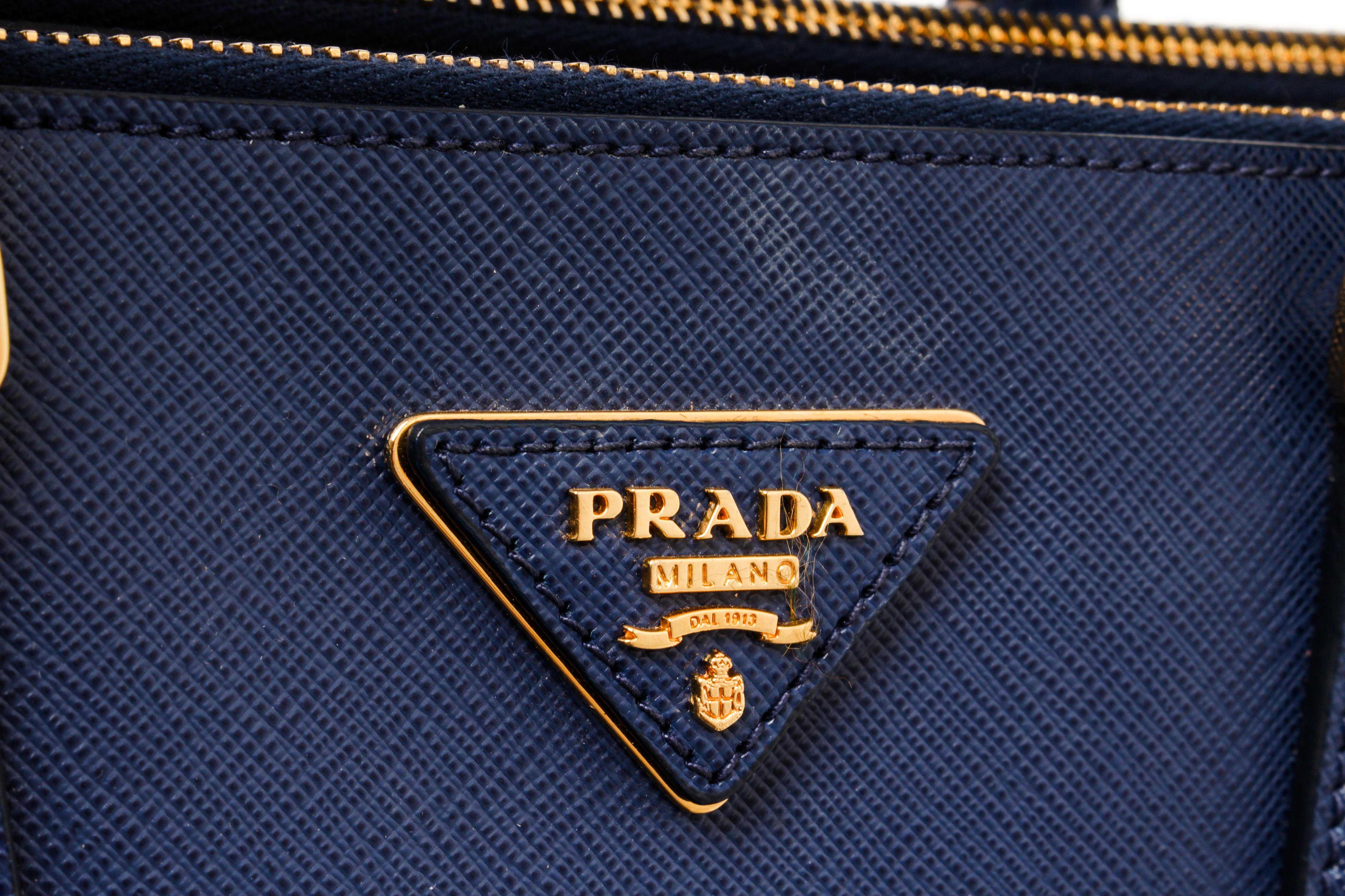 Prada Navy Blue Saffiano Leather Large Galleria Double Zip Tote Bag 2
