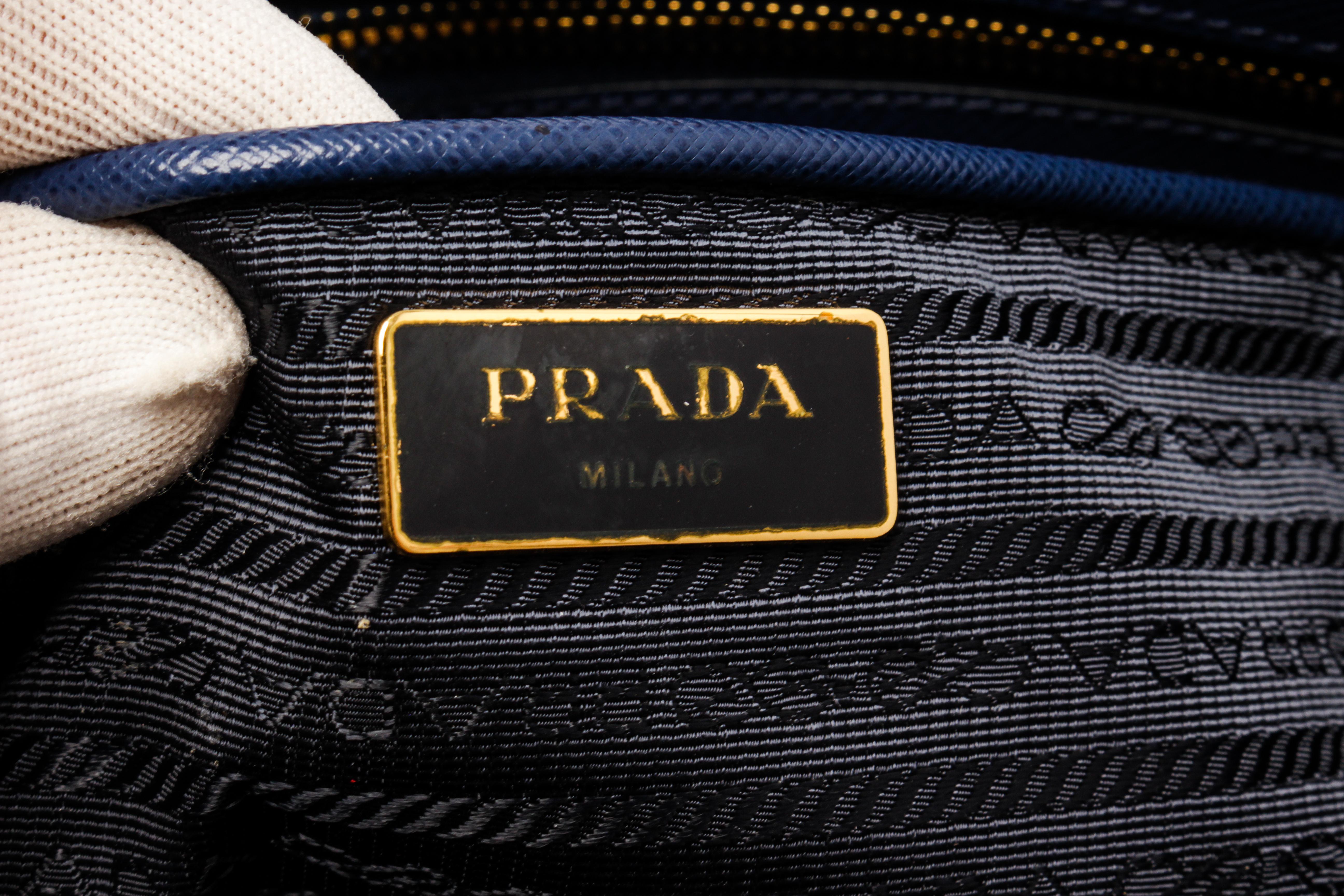 Prada Navy Blue Saffiano Leather Large Galleria Double Zip Tote Bag 5