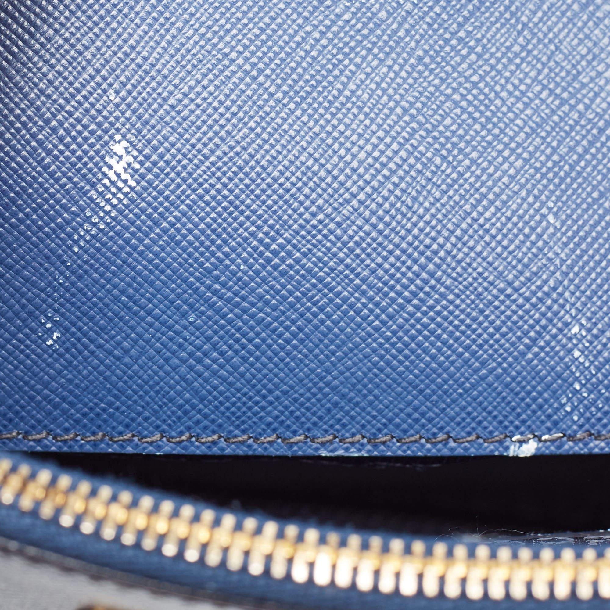 Prada Navy Blue Saffiano Leather Medium Galleria Double Zip Tote 11