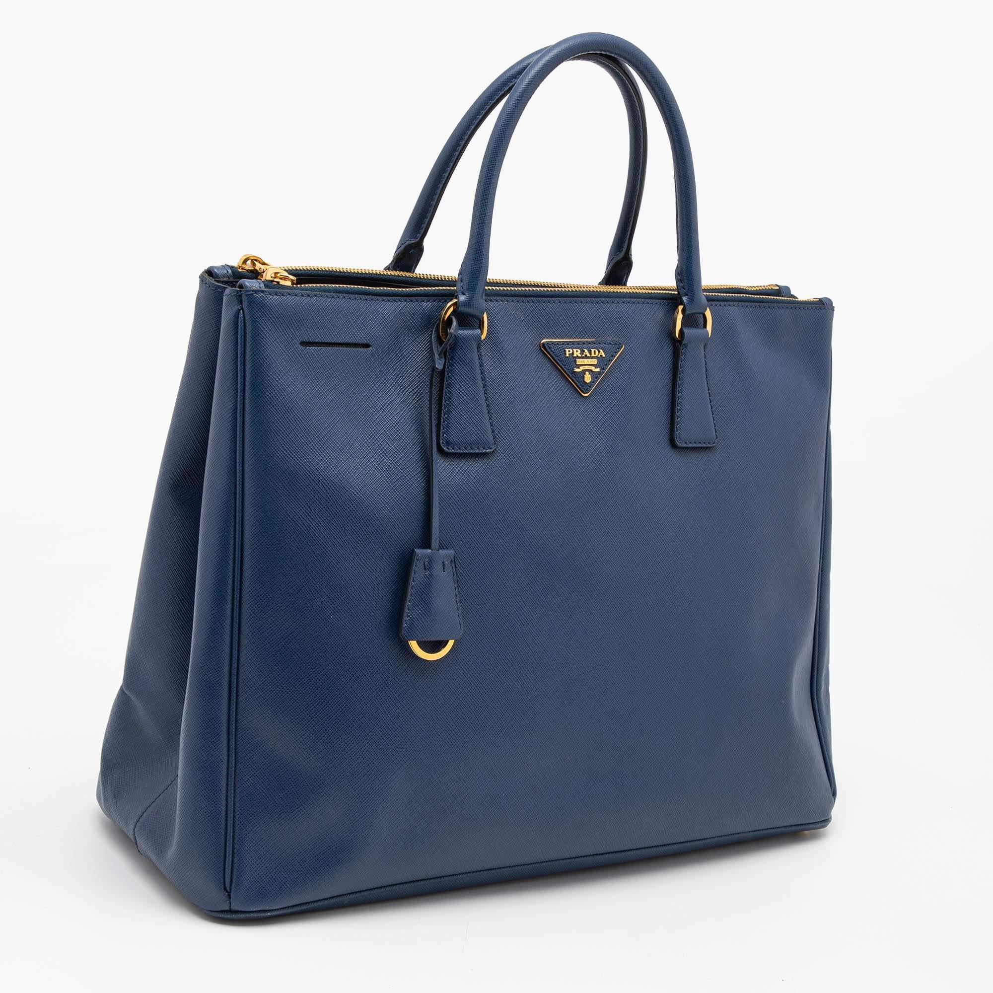 Women's Prada Navy Blue Saffiano Lux Leather Extra Large Galleria Tote