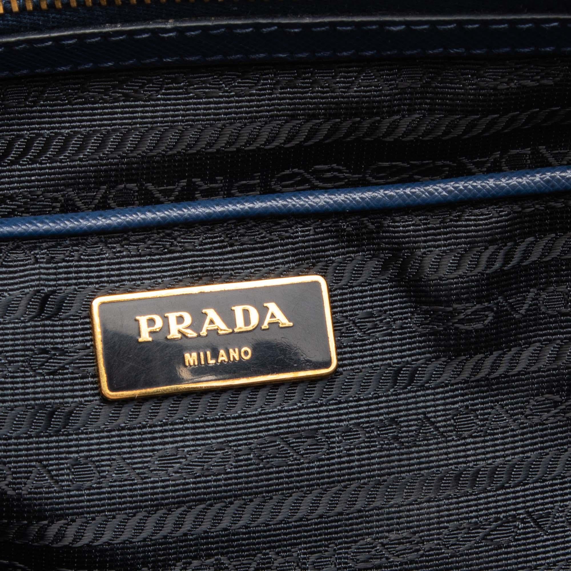 Prada Navy Blue Saffiano Lux Leather Extra Large Galleria Tote 5