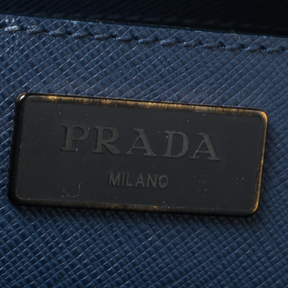 Prada Navy Blue Saffiano Lux Leather Large Double Zip Tote 3
