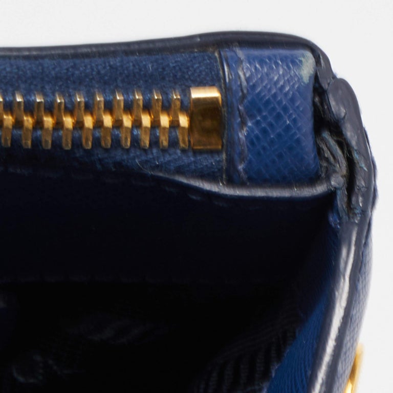 Prada Navy Blue Saffiano Lux Leather Large Galleria Double Zip