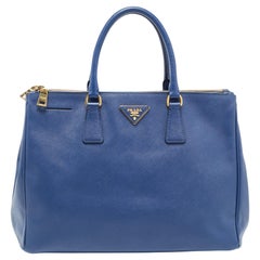 Prada Navy Blue Saffiano Lux Leather Large Galleria Double Zip Tote