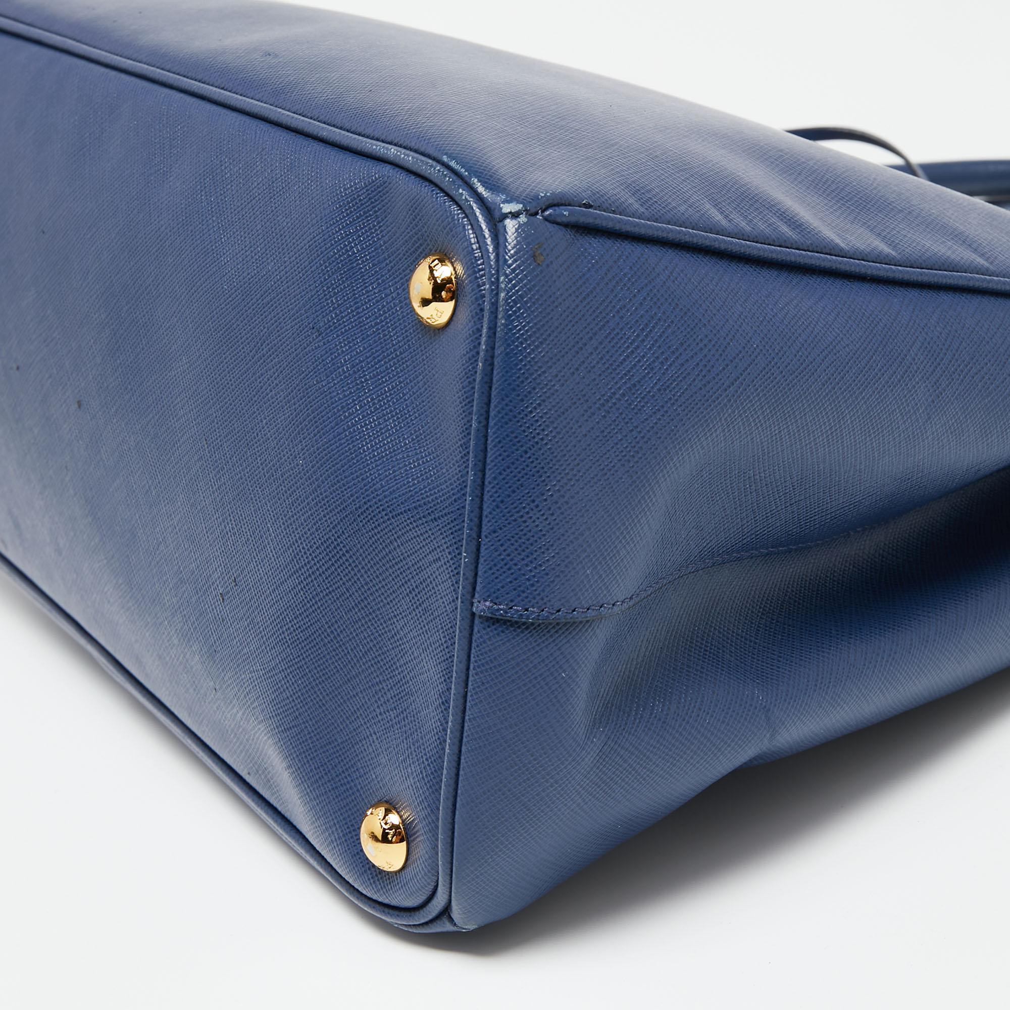 Prada Navy Blue Saffiano Lux Leather Large Galleria Tote 7
