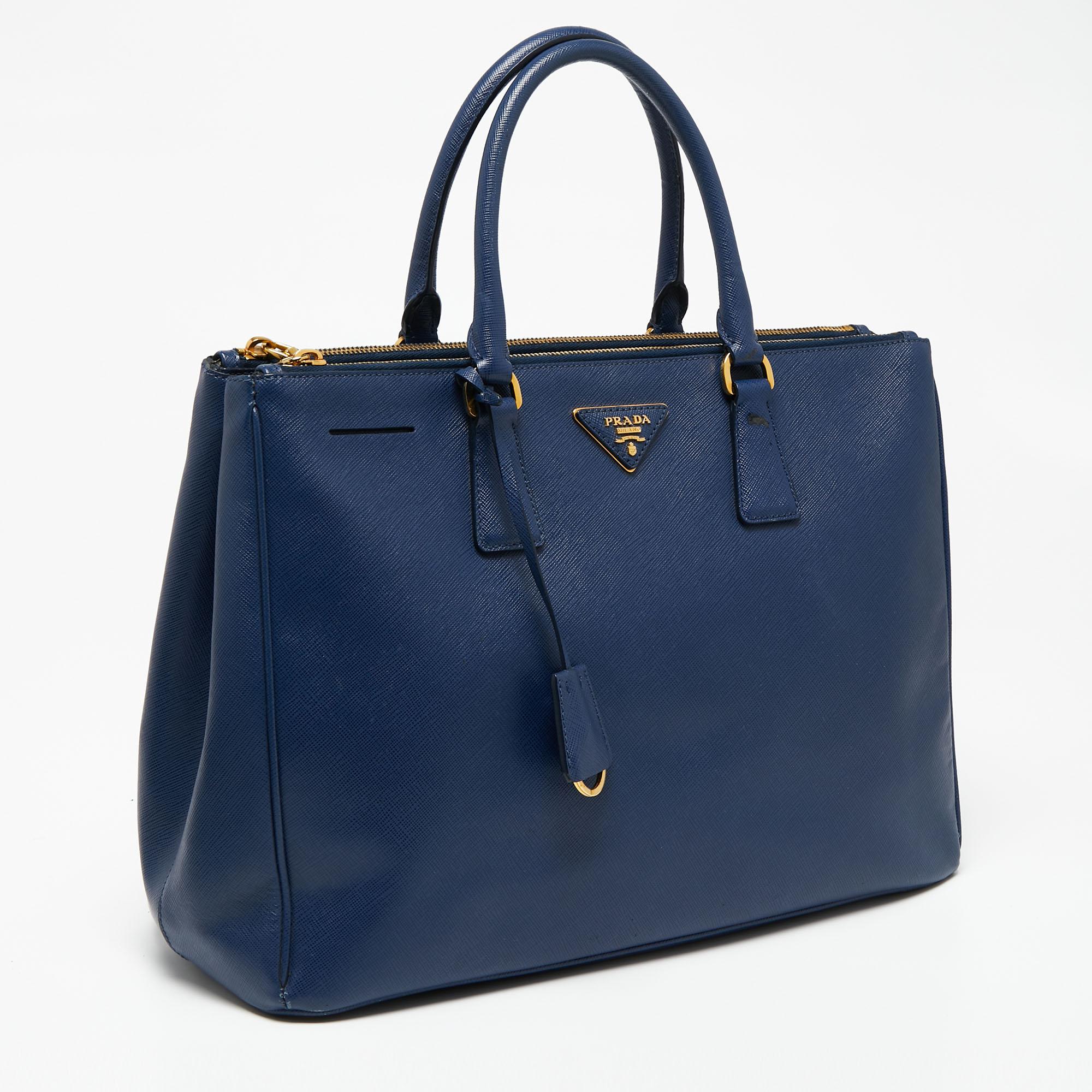 Women's Prada Navy Blue Saffiano Lux Leather Large Galleria Tote