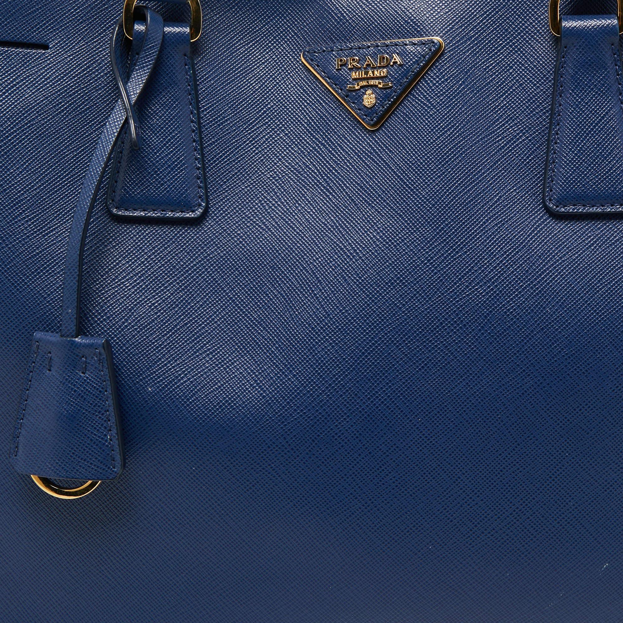 Women's Prada Navy Blue Saffiano Lux Leather Large Gardener's Tote