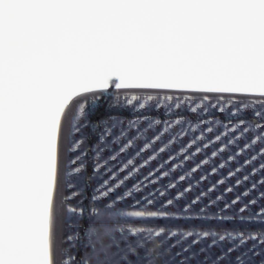 Prada Navy Blue Saffiano Metal Leather Card Holder For Sale 4