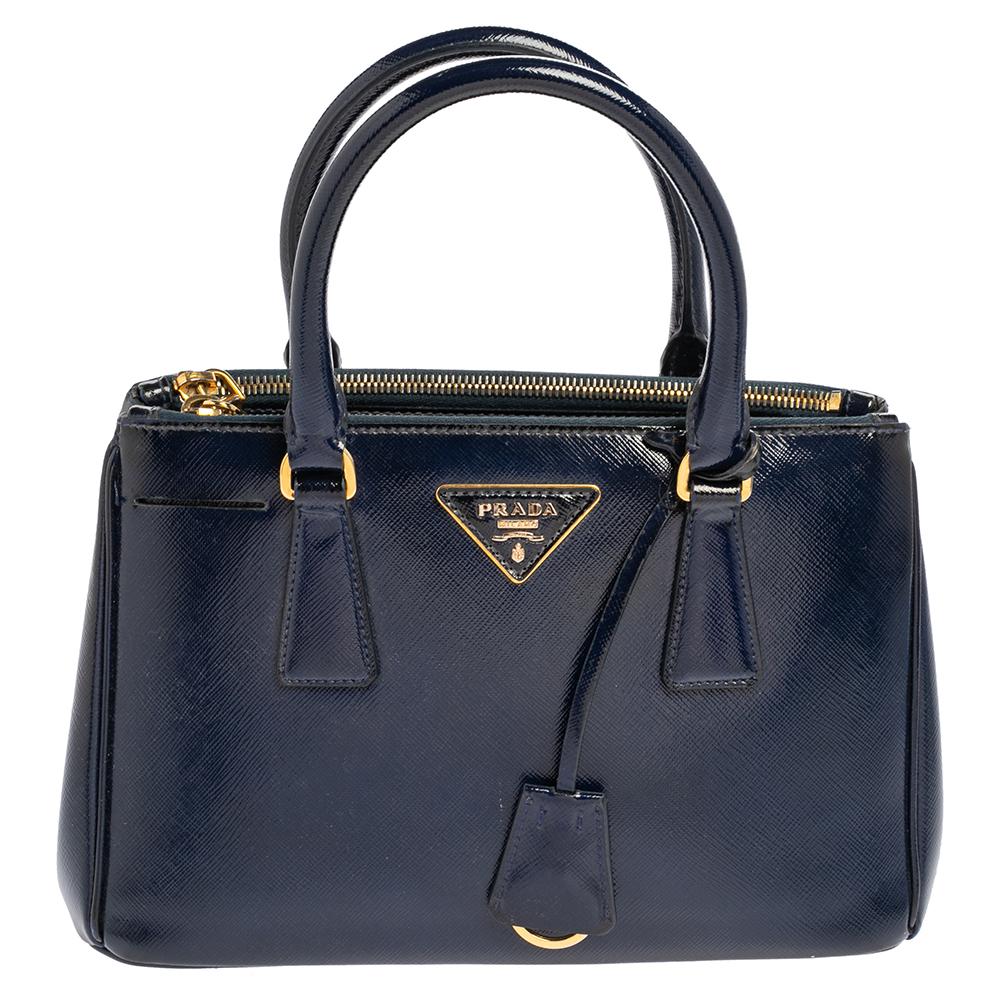 Prada Galleria Saffiano Leather Bag 1BA274 Navy Blue at 1stDibs