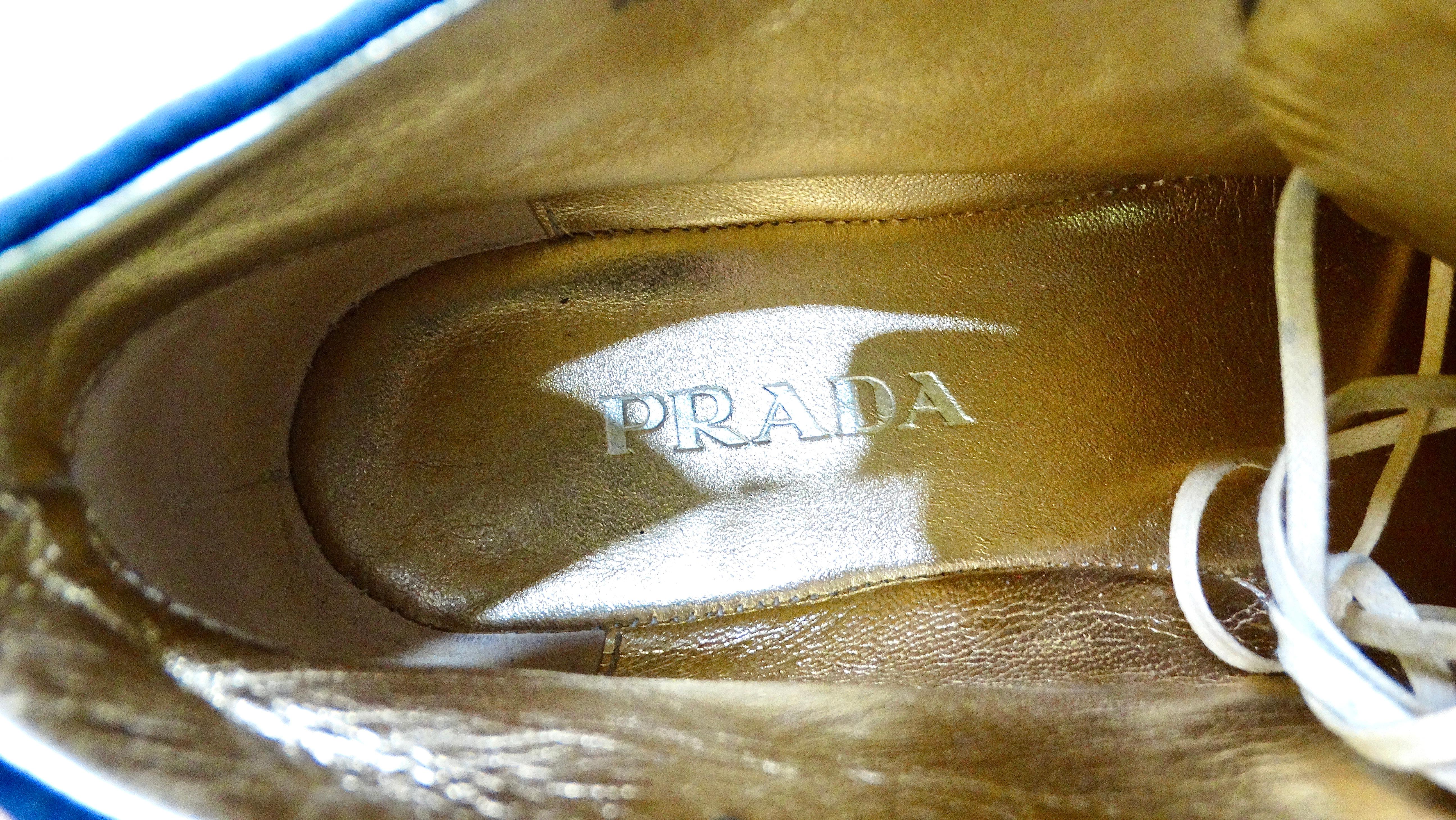 Prada Navy Blue Suede Platform Espadrille Ankle Boots For Sale 3