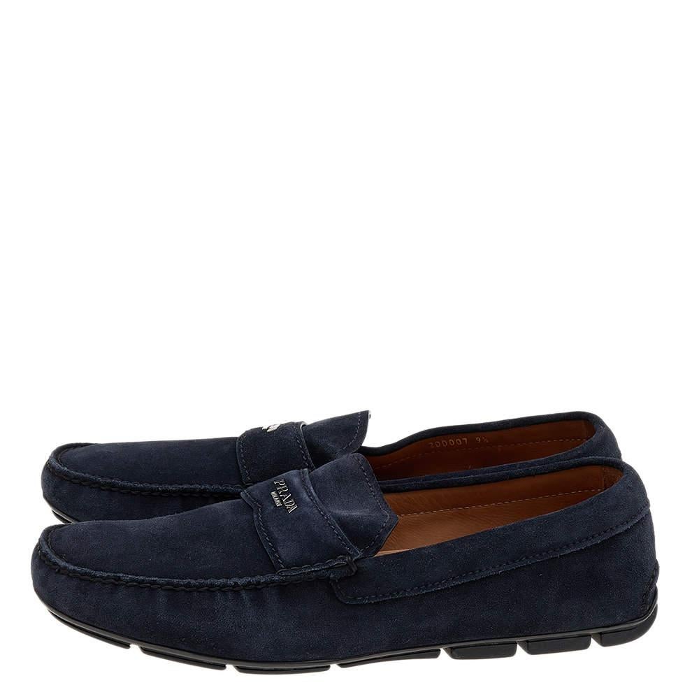 Black Prada Navy Blue Suede Slip On Loafers Size 43.5