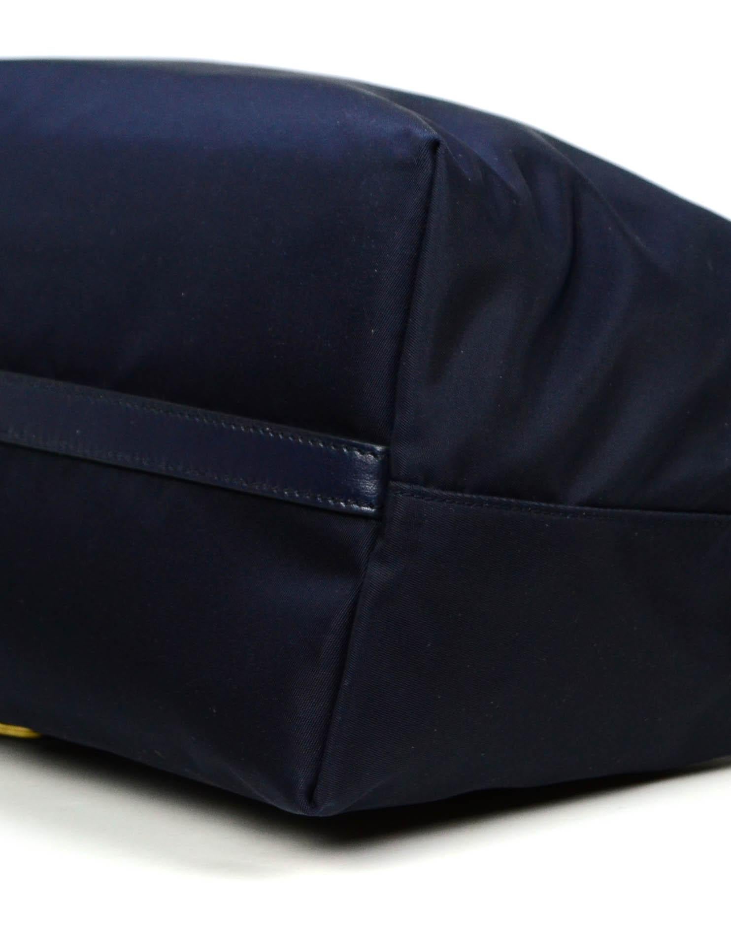 Prada Marineblau Tessuto Nylon 2-Wege-Tasche w / Riemen 1BA104 Damen