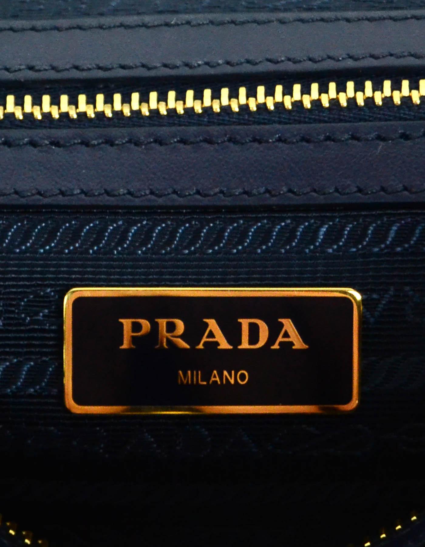 Prada Navy Blue Tessuto Nylon 2 Way Tote Bag w/ Strap 1BA104 at 1stDibs ...