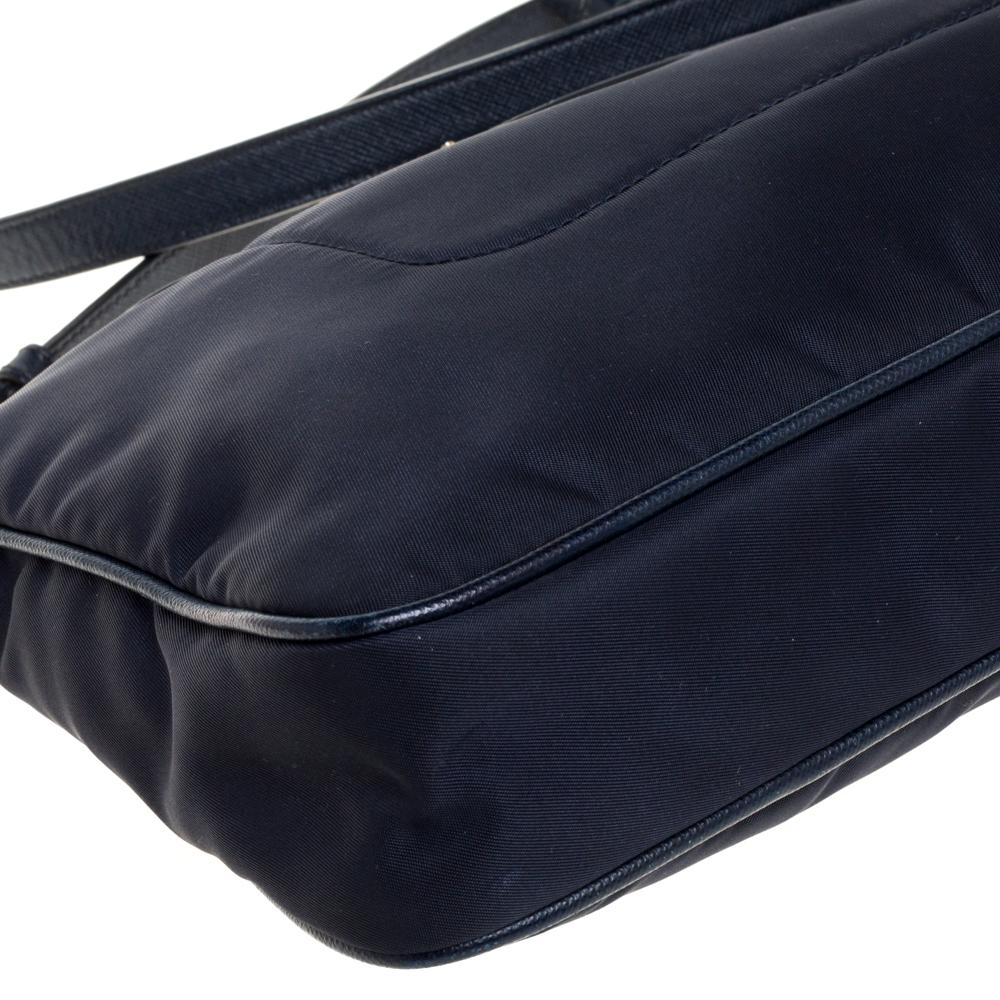 Women's Prada Navy Blue Tessuto Nylon and Leather Crossbody Bag
