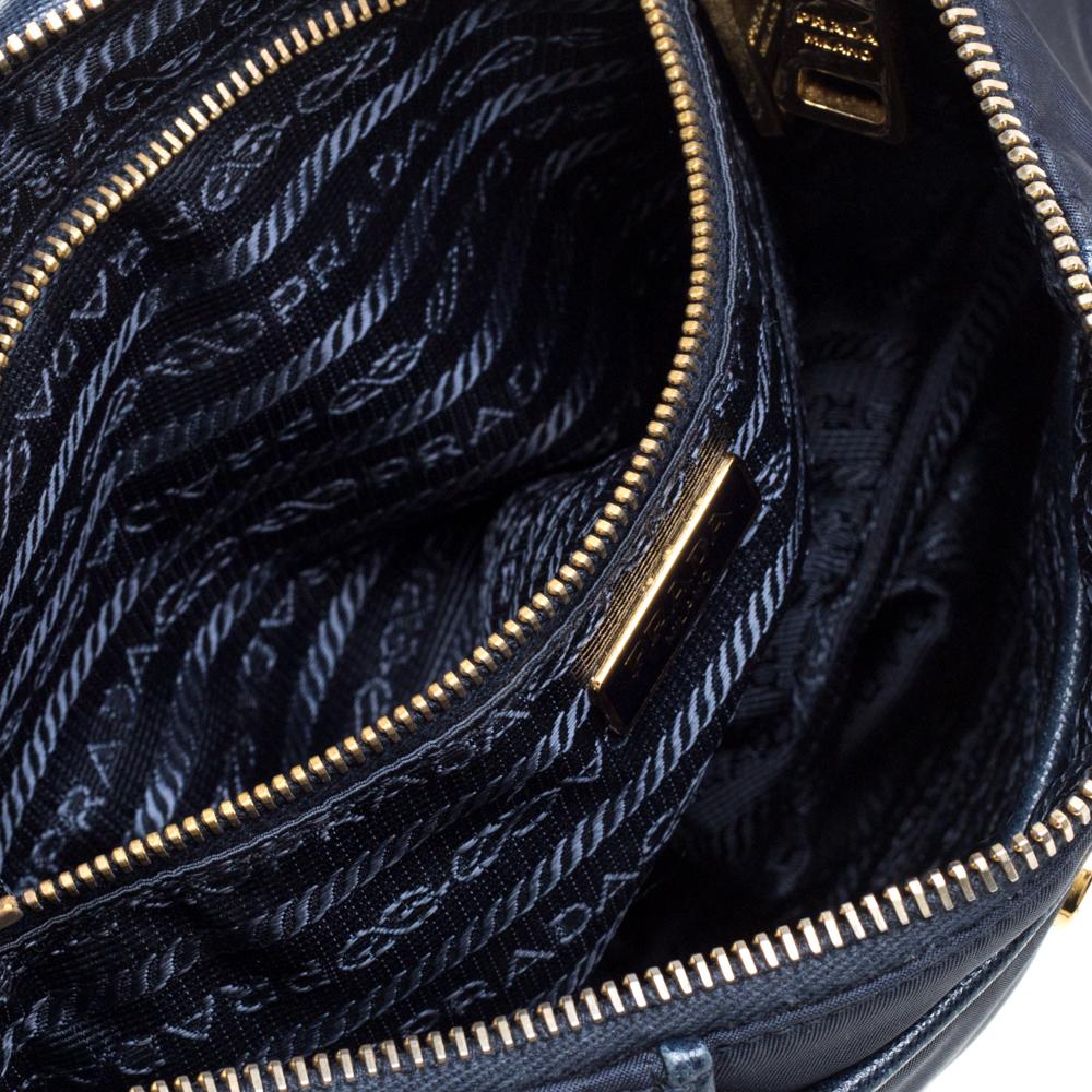 Prada Navy Blue Tessuto Nylon and Leather Crossbody Bag 1