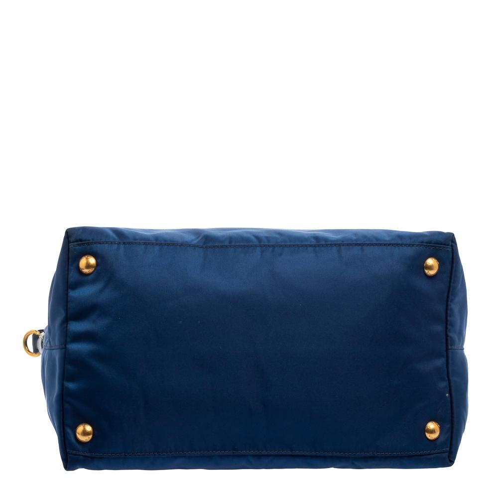 Prada Navy Blue Tessuto Nylon and Leather Tote 10