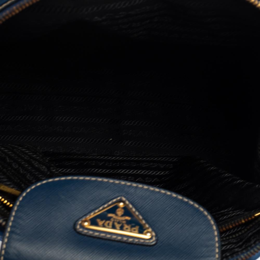 Prada Navy Blue Tessuto Nylon and Leather Tote 4