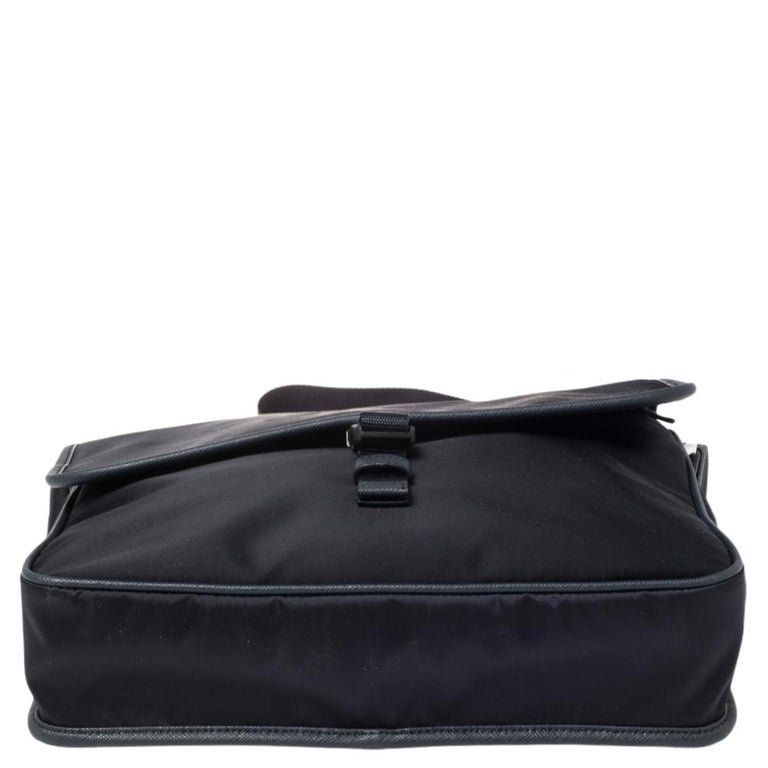 Prada Re-Nylon and Saffiano Leather Shoulder Bag, Men, Navy
