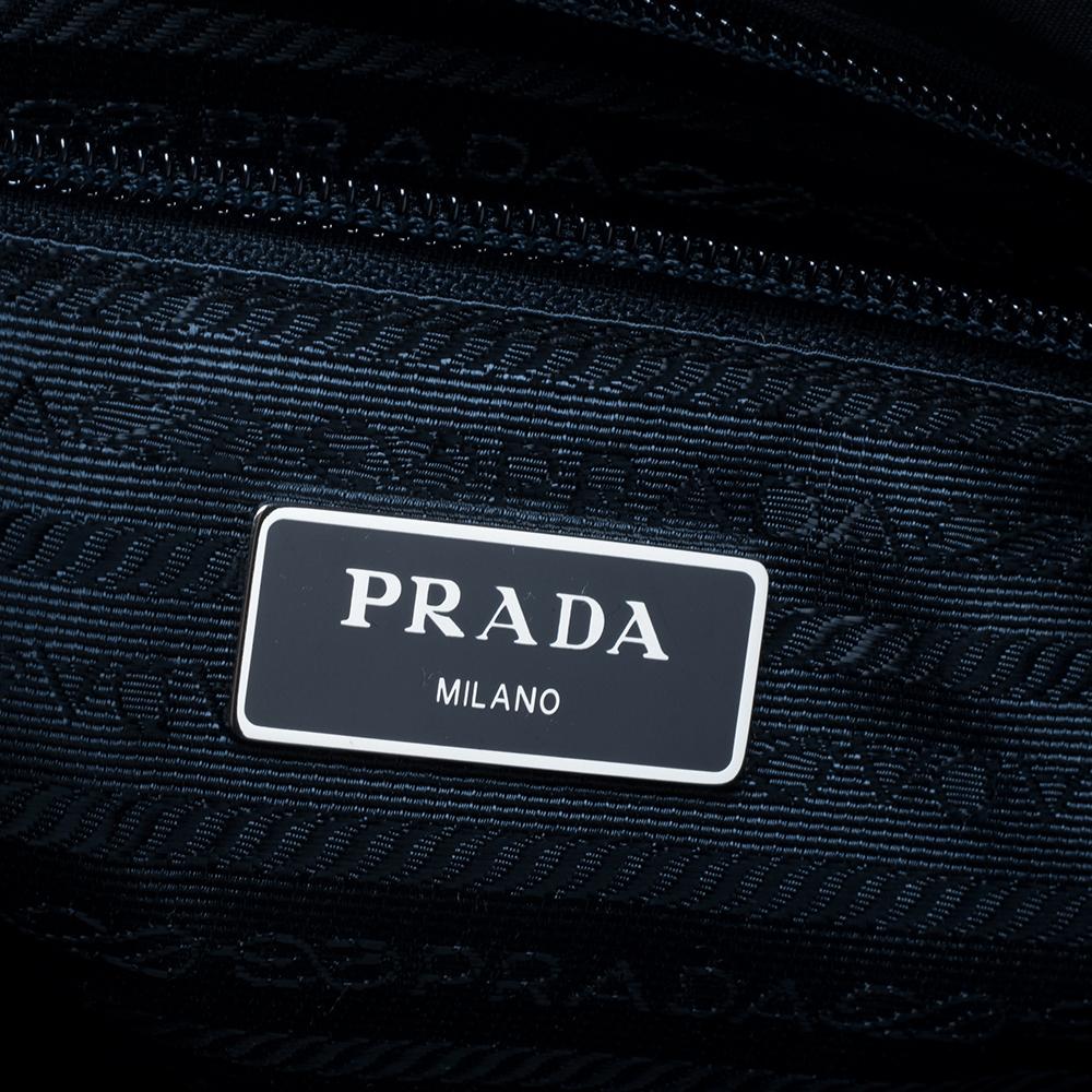 Black Prada Navy Blue Tessuto Nylon and Saffiano Leather Messenger Bag