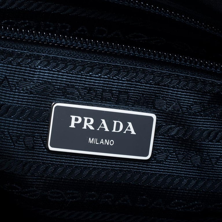 Prada Re-Nylon and Saffiano Leather Shoulder Bag Navy
