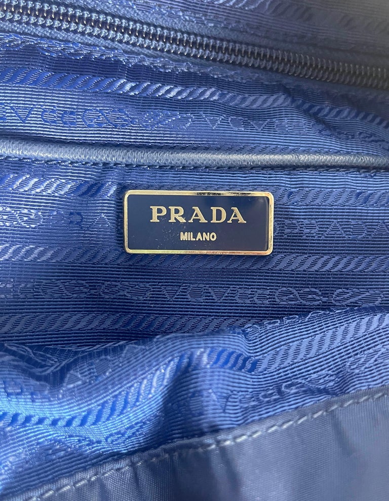 Prada Navy Blue Tessuto Nylon Backpack Bag w/ Front Buckle Pockets For