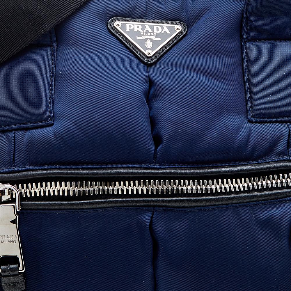 Prada Navy Blue Tessuto Nylon Bomber Satchel 5