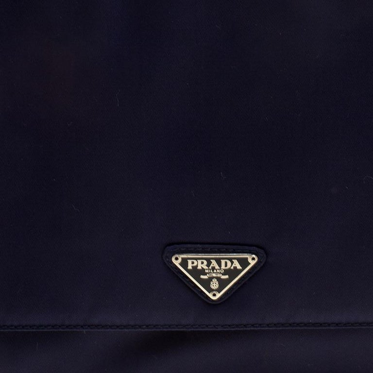 Prada Navy Blue Tessuto Nylon Flap Shoulder Bag For Sale at 1stDibs
