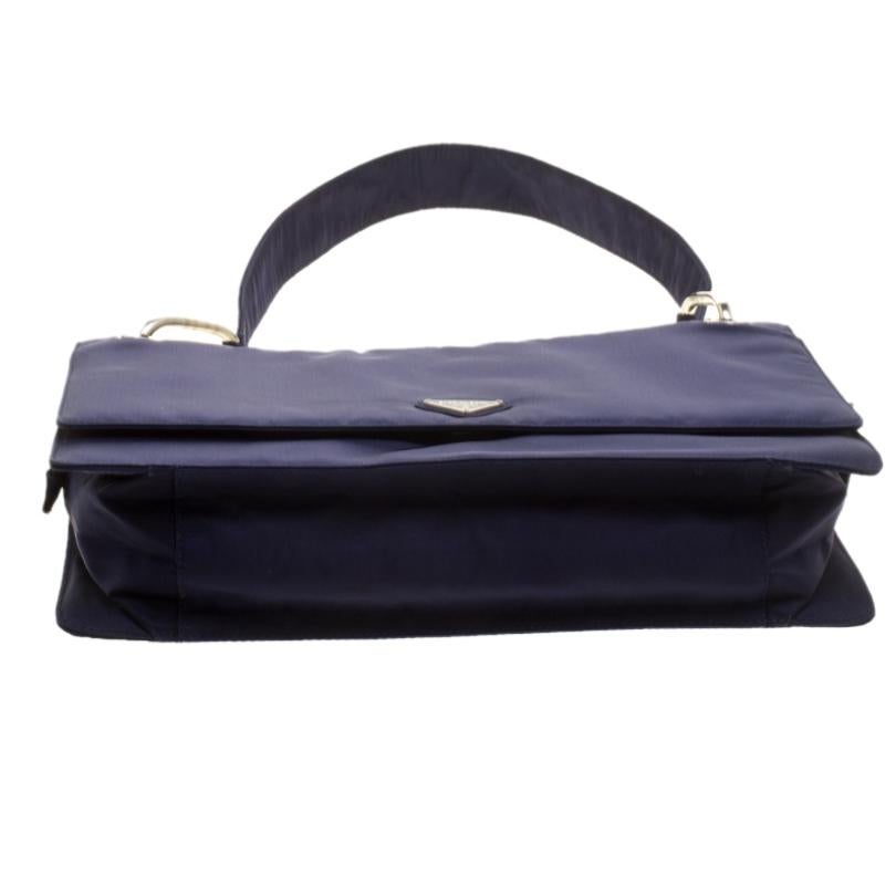 Women's Prada Navy Blue Tessuto Nylon Flap Shoulder Bag