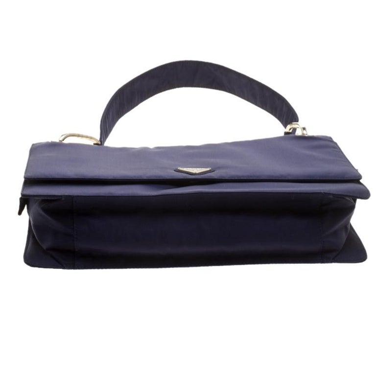 Prada Navy Blue Tessuto Nylon Flap Shoulder Bag For Sale at 1stDibs