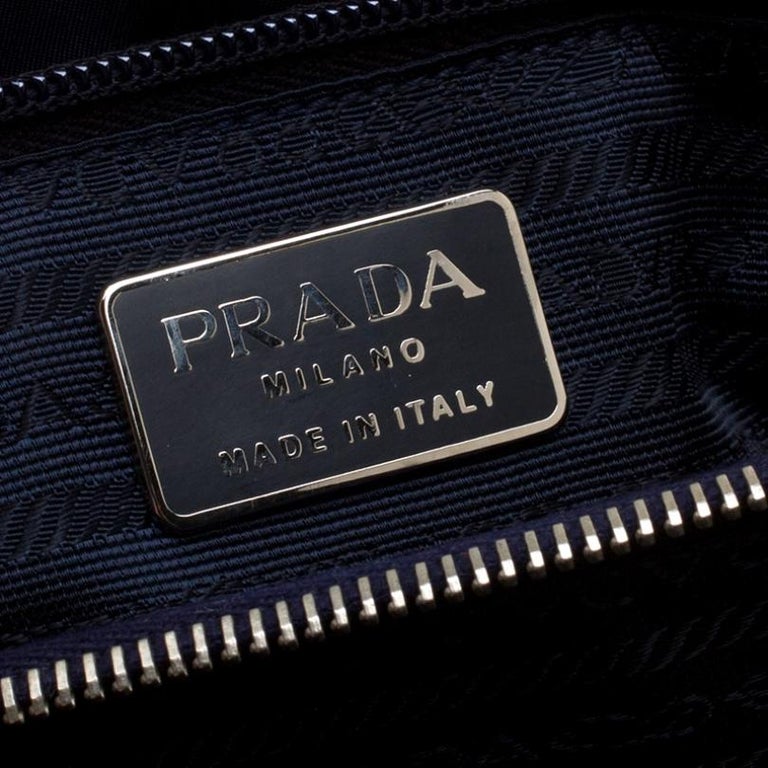 Prada Navy Blue Tessuto Nylon Flap Shoulder Bag For Sale at 1stDibs