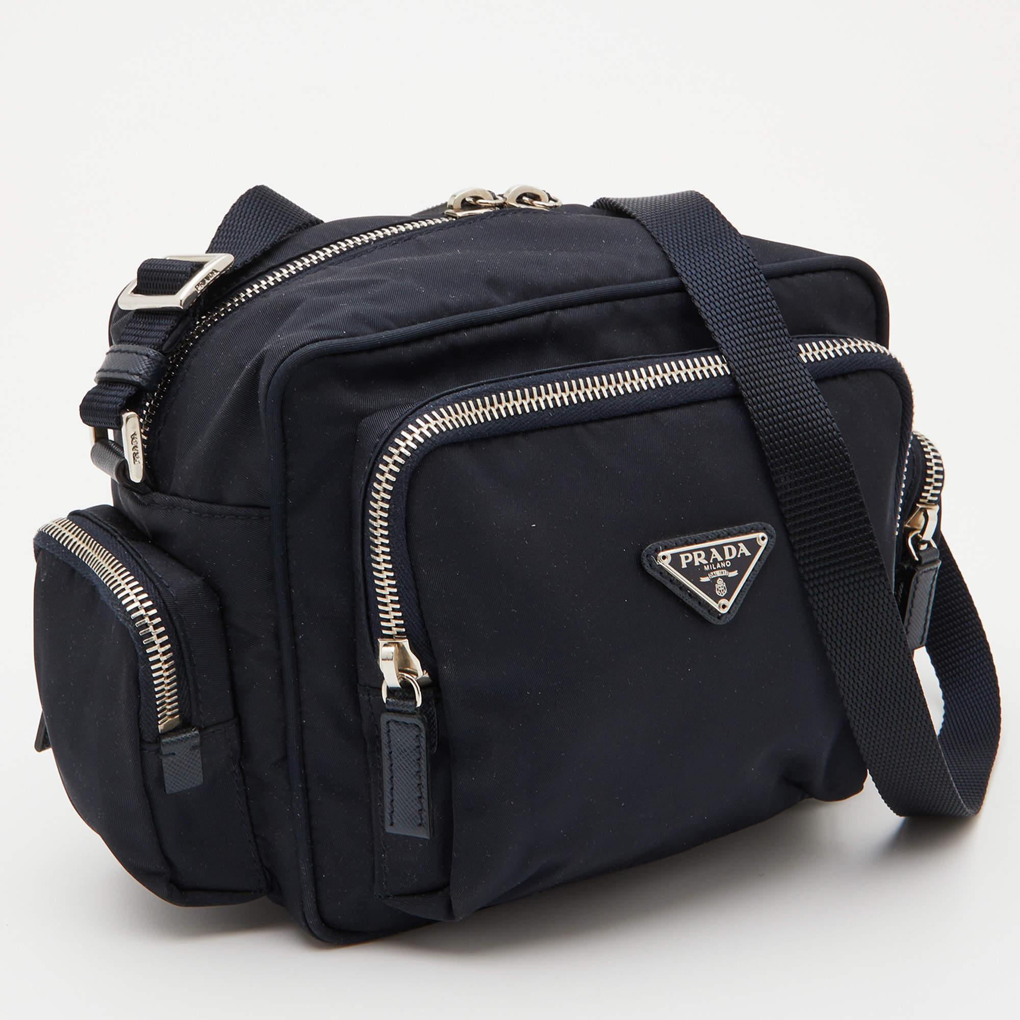 Women's Prada Navy Blue Tessuto Nylon Multipocket Crossbody Bag