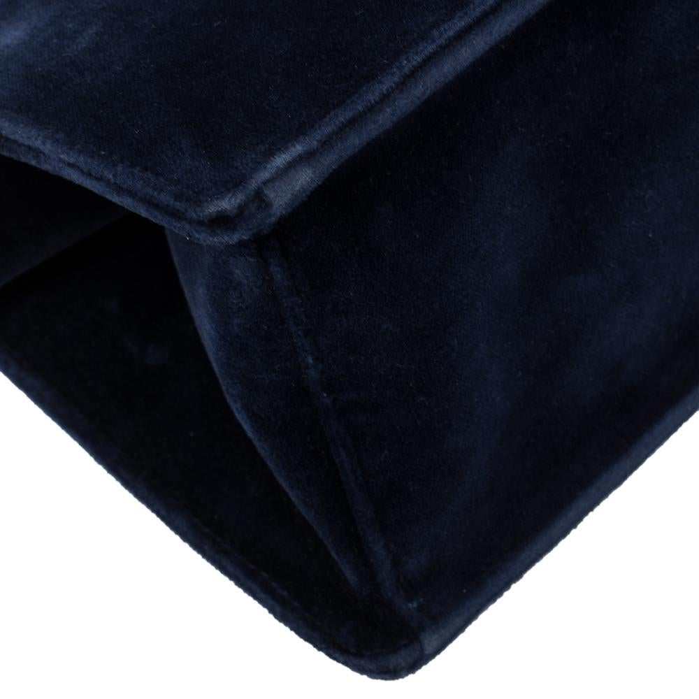 Prada Navy Blue Velvet Frame Top Handle Bag 3