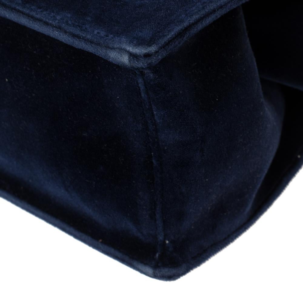 Prada Navy Blue Velvet Frame Top Handle Bag 1