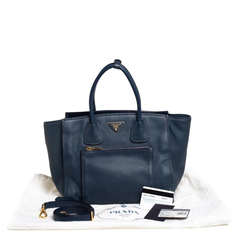 Prada Bluette Vitello Daino Leather Side-Pocket Tote Bag BN2435 - Yoogi's  Closet