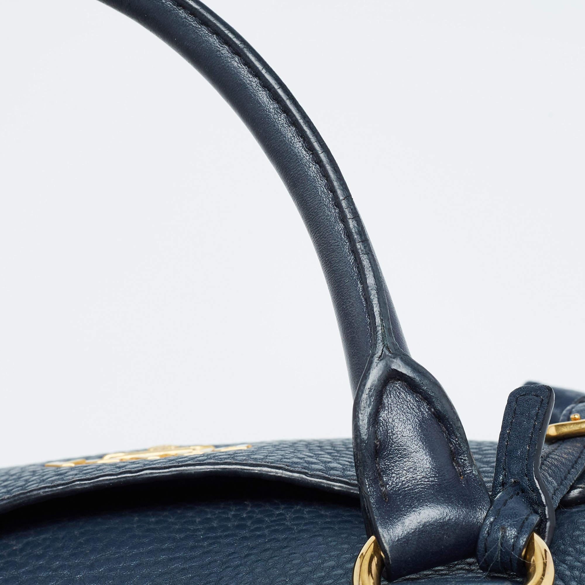 Prada Navy Blue Vitello Daino Leather Satchel 2