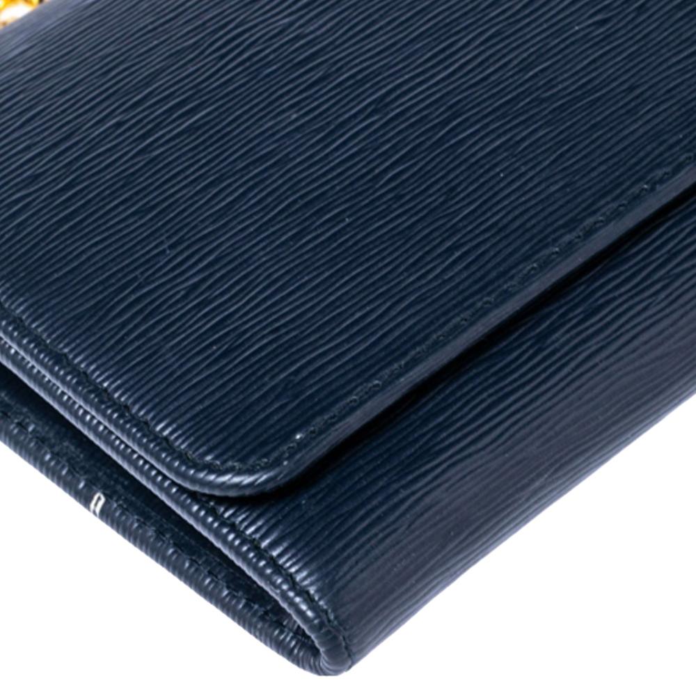 Women's Prada Navy Blue Vitello Move Leather Wallet on Chain