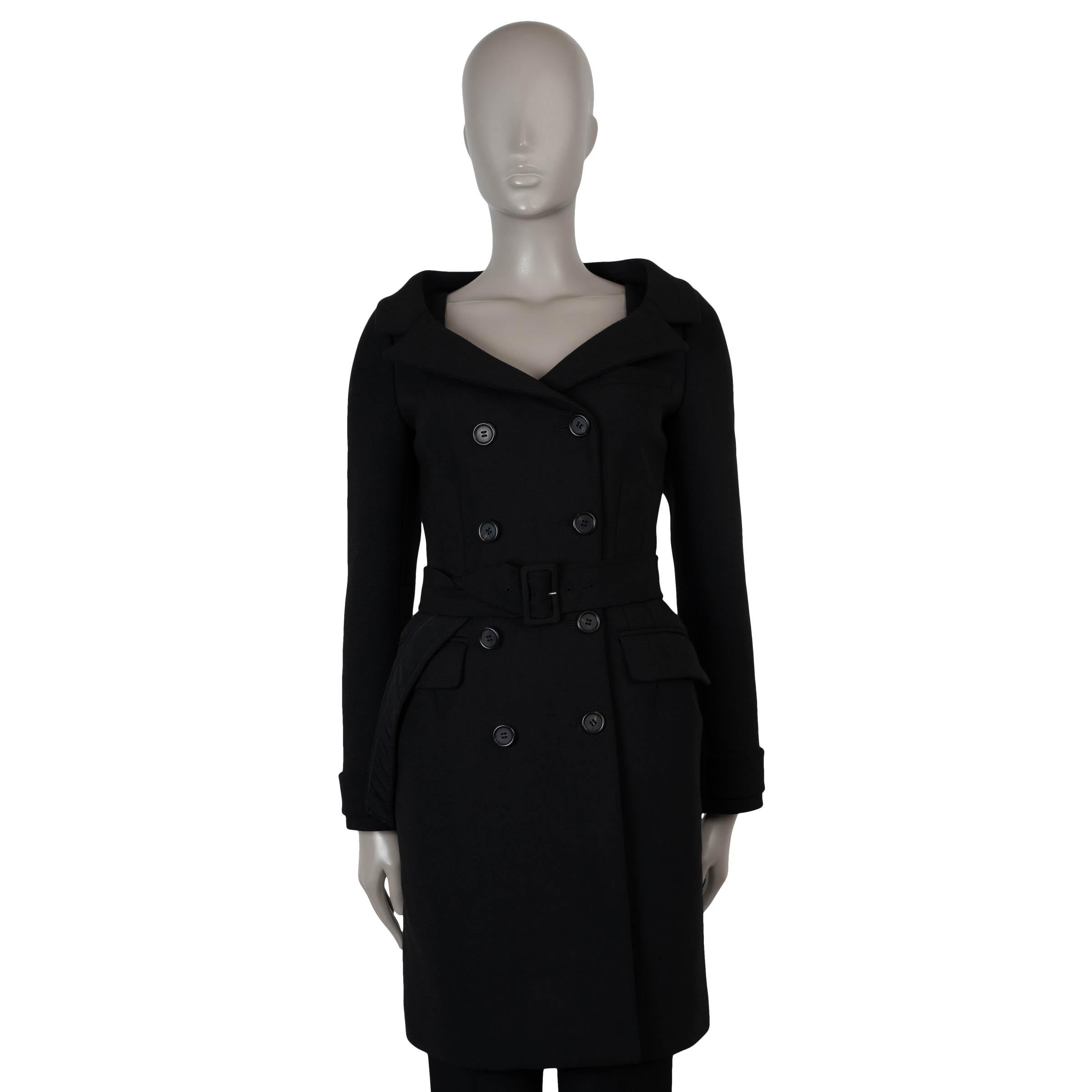 PRADA marineblau Wolle 2009 BELTED DOUBLE BREASTED Mantel Jacke 38 XS im Angebot