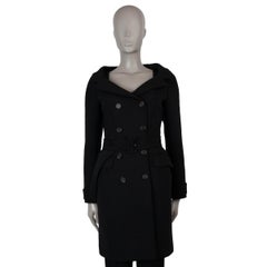 PRADA marineblau Wolle 2009 BELTED DOUBLE BREASTED Mantel Jacke 38 XS