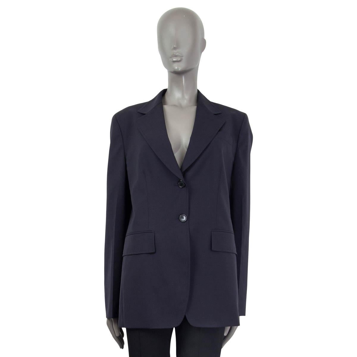 Black PRADA navy blue wool LIGHTWEIGHT Blazer Jacket 46 XL For Sale