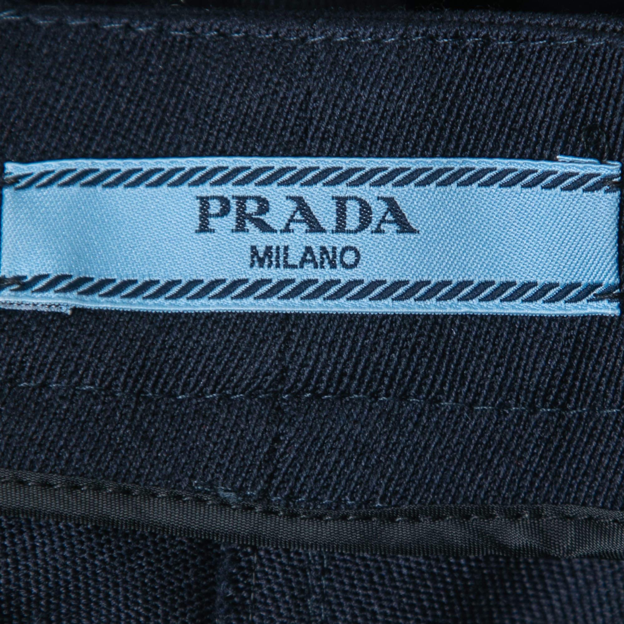 Prada Navy Blue Wool Shorts S For Sale 1