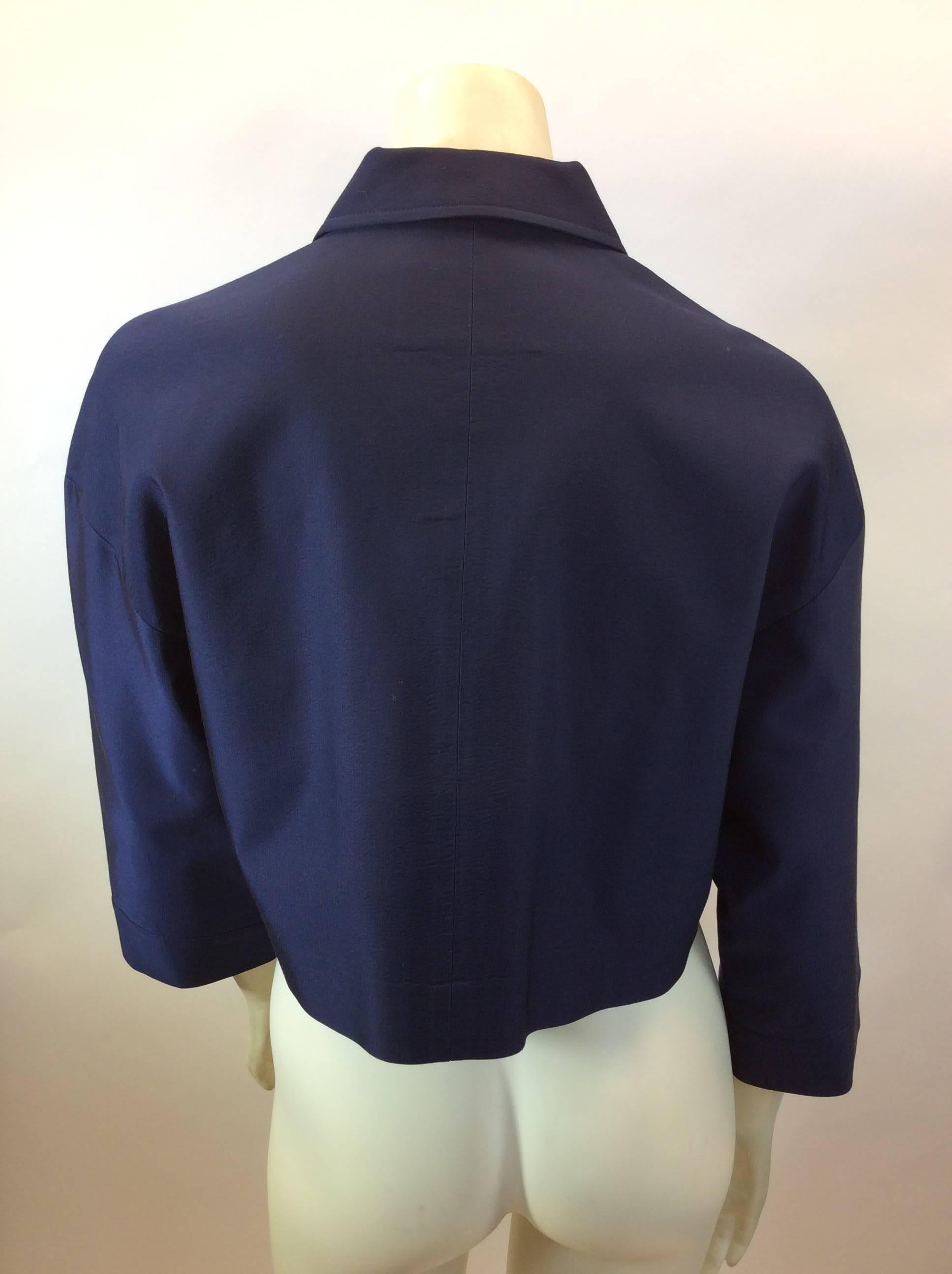 Black Prada Navy Cropped Jacket For Sale