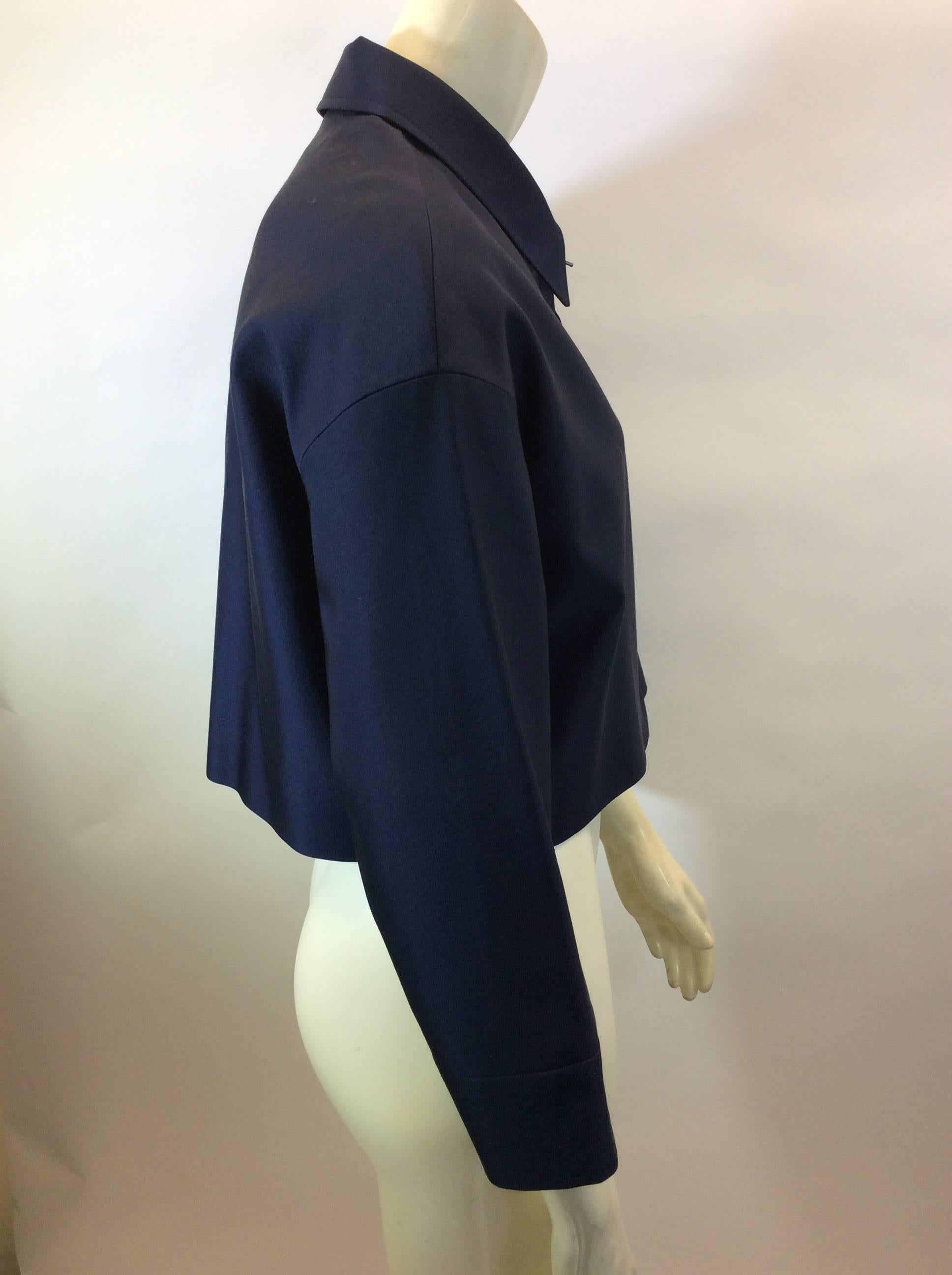 Prada Navy Cropped Jacket In Excellent Condition For Sale In Narberth, PA