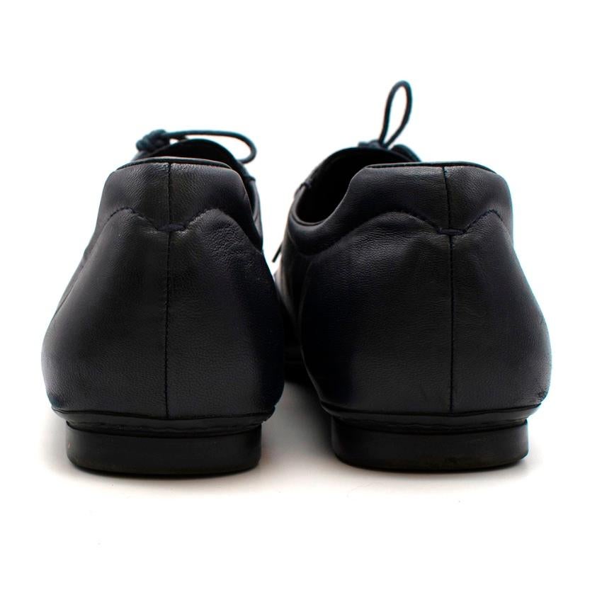 Black Prada Navy Leather Lace Soft Lace-up Shoes - Size 44