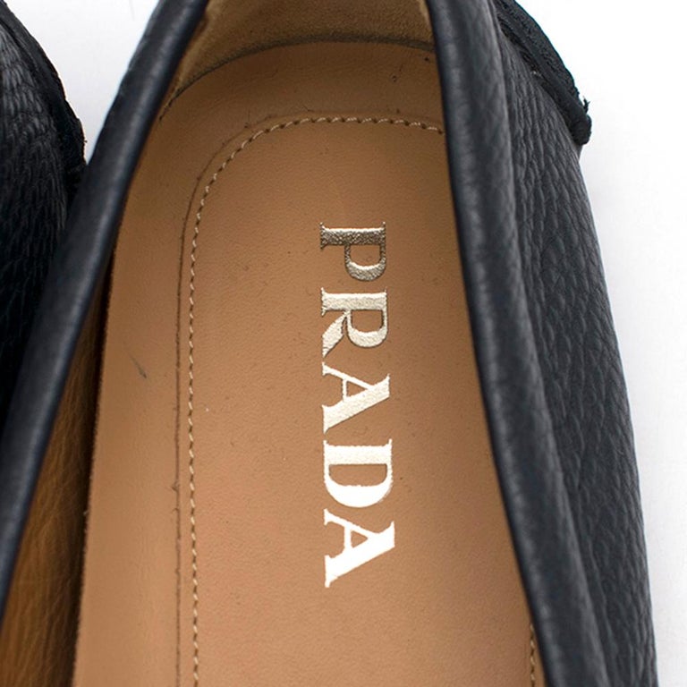 Prada Navy Leather Men's Loafers SIZE 8.5 UK at 1stDibs