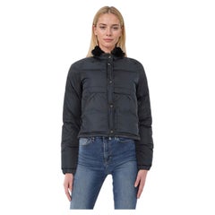 Prada Navy Navy Mink Fur Trim Embellished Elbow Coat Size XS