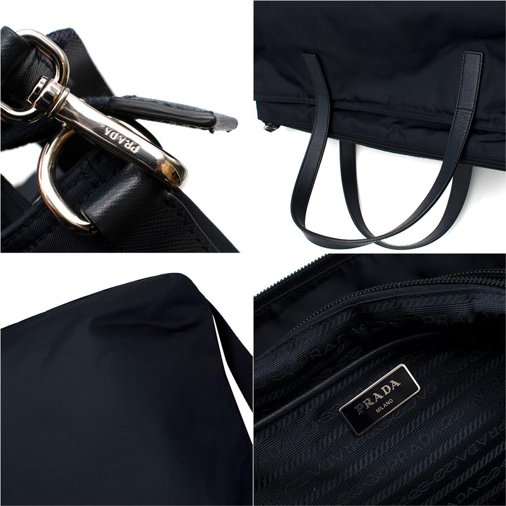 Prada Navy Nylon & Saffiano Leather Tote Bag 1