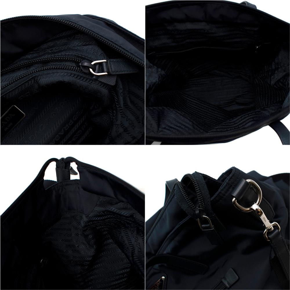 Prada Navy Nylon & Saffiano Leather Tote Bag 2