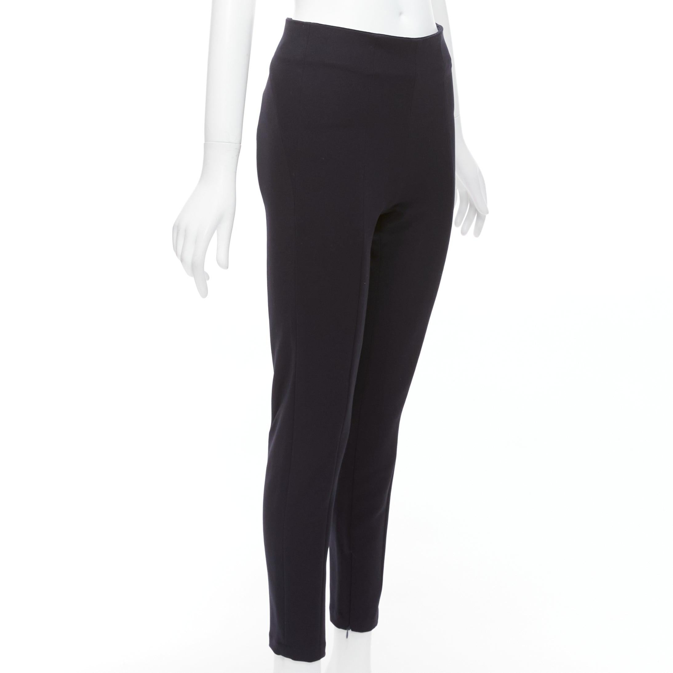 PRADA pantalón clásico minimalista de cintura alta con paneles azul marino IT40 S Negro en venta